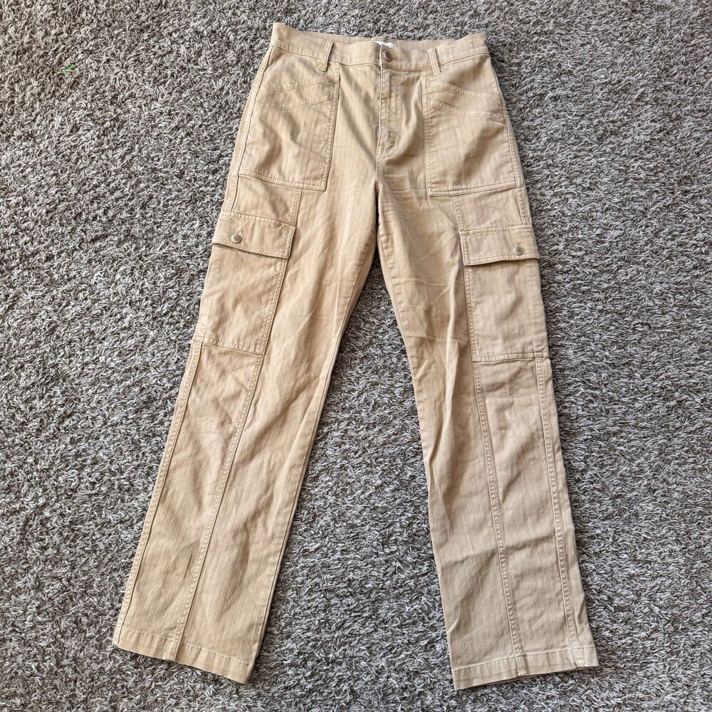 Madewell 90s Straight Cargo Pants Women's Size 28 Khaki Brown High Rise Stretch